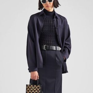 PRADA ‘22 In Stores NOW $2100 Gabardine Shirt with Logo Patch XS